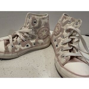 Converse High Top Pink Velvet Pattern Little Girls Size 11